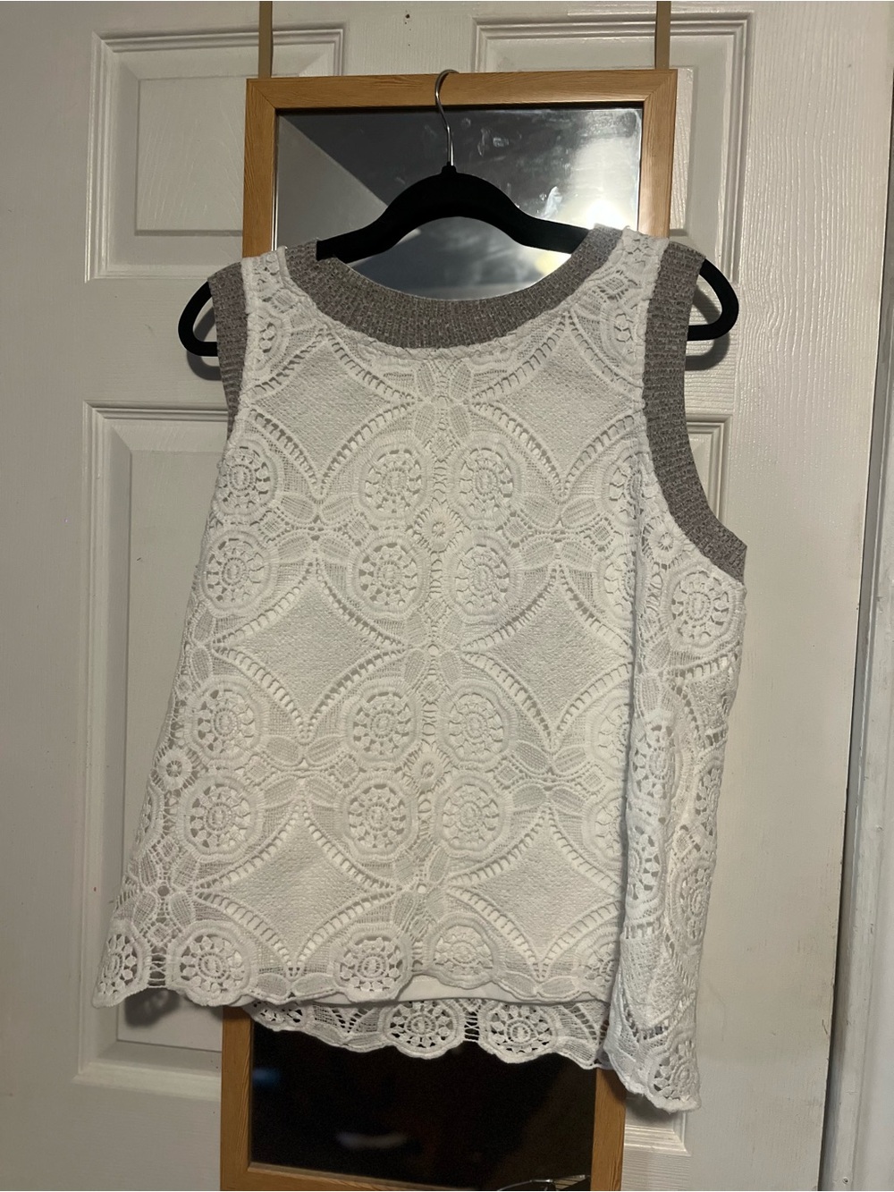 Size XL White Crochet Top, Boho Crochet Blouse, Sleeveless Tank Top
